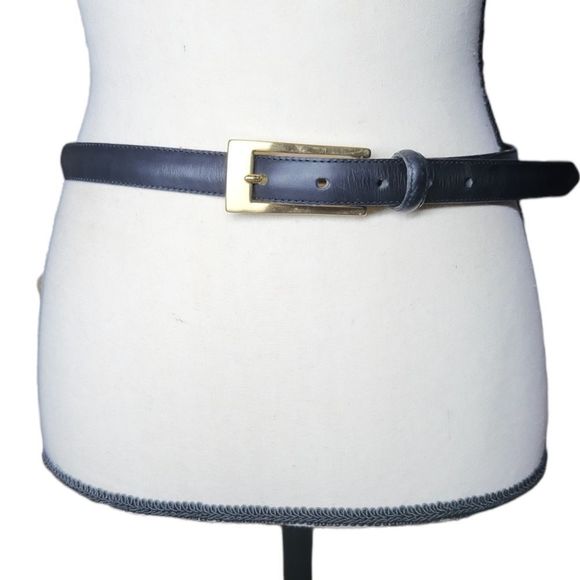 𝅺KENNETH Cole New York Genuine Leather Black Belt with Gold Buckle Size Large - Picture 1 of 5
